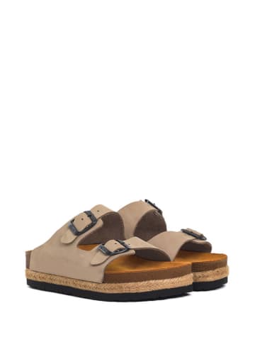 Moosefield Leder-Pantoletten in Beige