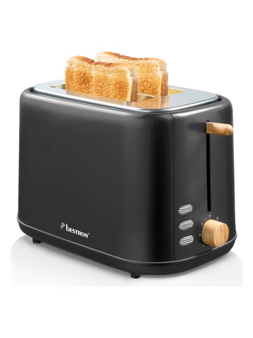 bESTRON Toaster "Black & Wood" in Schwarz