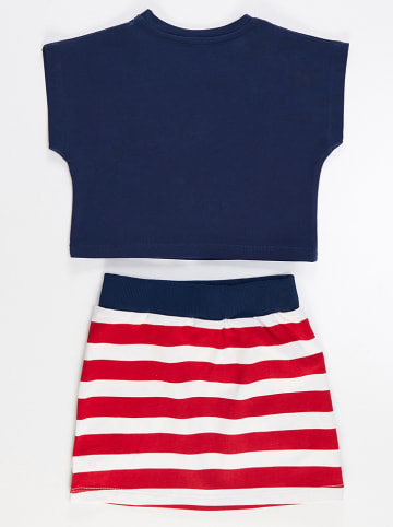 Denokids 2-delige outfit "Fox" donkerblauw/rood/wit