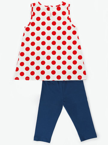 Denokids 2-delige outfit wit/rood/donkerblauw