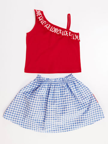 Denokids 2-delige outfit rood/blauw