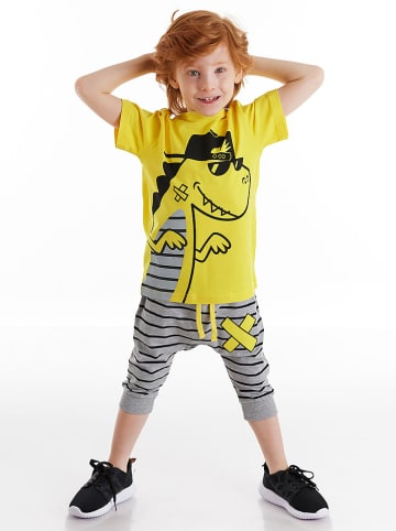 Deno Kids 2tlg. Outfit "Dino" in Gelb/ Grau