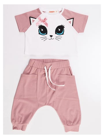Denokids 2tlg. Outfit "Cat" in Rosa/ Weiß