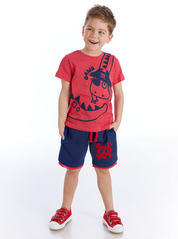 Denokids 2-delige outfit "Pirate Dino" rood/donkerblauw