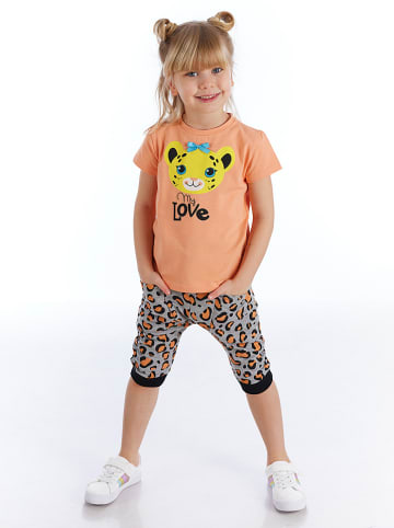 Deno Kids 2tlg. Outfit "Leopard" in Orange/ Grau