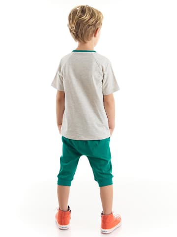 Denokids 2-delige outfit "Eat&Play" grijs/groen