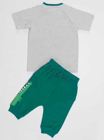 Denokids 2-delige outfit "Eat&Play" grijs/groen