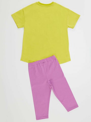 Denokids 2-delige outfit "Cool Unicorn" geel/paars