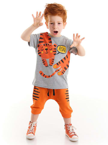 Denokids 2-delige outfit "Roar Tiger" grijs/oranje