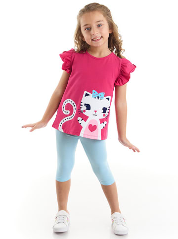 Denokids 2-delige outfit "Whitecat" roze/lichtblauw