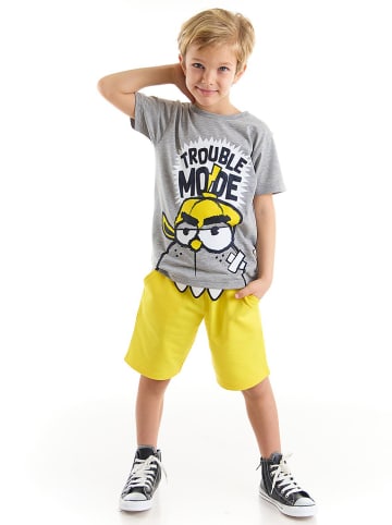 Deno Kids 2tlg. Outfit "Trouble Mode" in Grau/ Gelb
