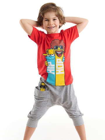 Deno Kids 2tlg. Outfit "Brothers Hip-Hop" in Rot/ Grau