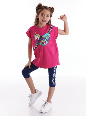 Deno Kids 2-delige outfit "Unicorn Love" roze/donkerblauw