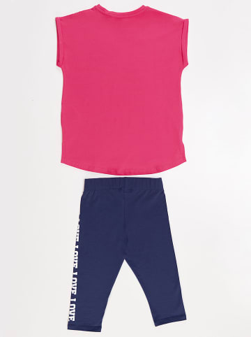 Denokids 2-delige outfit "Unicorn Love" roze/donkerblauw