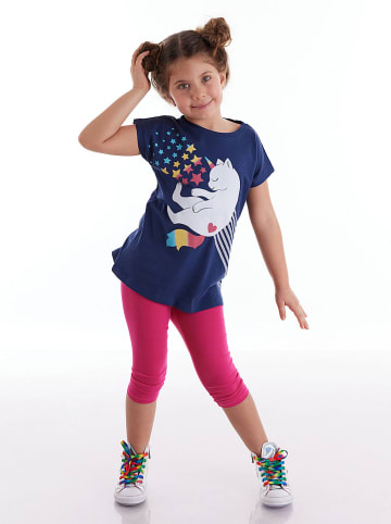 Denokids 2-delige outfit "Star Cat" donkerblauw/roze