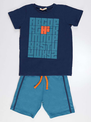 Denokids 2-delige outfit "Hi" blauw