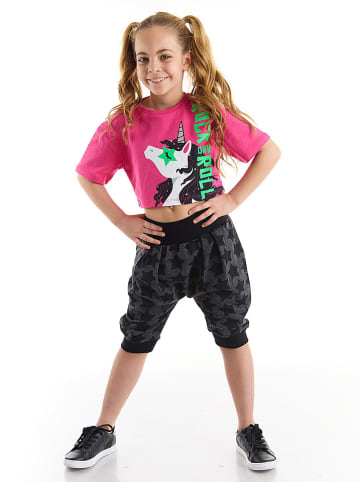 Denokids 2-delige outfit "R&R" roze/antraciet