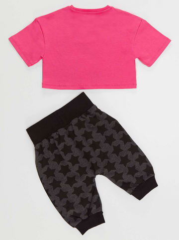 Denokids 2-delige outfit "R&R" roze/antraciet