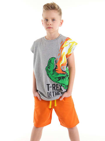 Denokids 2tlg. Outfit "T-Rex" in Grau/ Orange