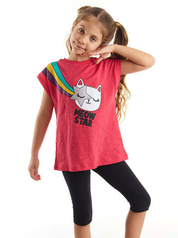 Denokids 2-delige outfit "Cat Star" rood/zwart