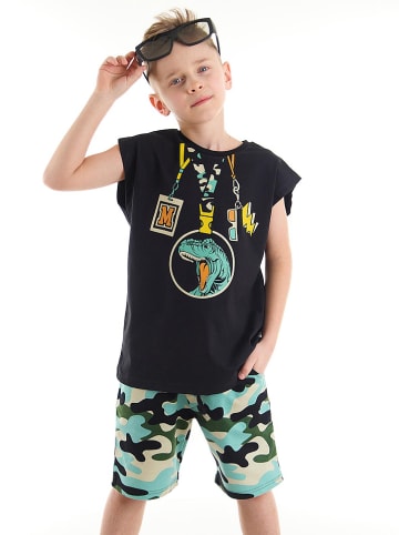 Denokids 2-delige outfit "Dino on Stage" zwart/turquoise