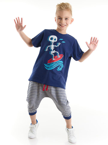 Denokids 2-delige outfit "Surfing Waves" donkerblauw/grijs