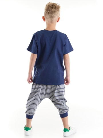 Denokids 2-delige outfit "Surfing Waves" donkerblauw/grijs