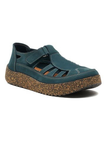 Comfortfusse Leder-Slipper in Petrol
