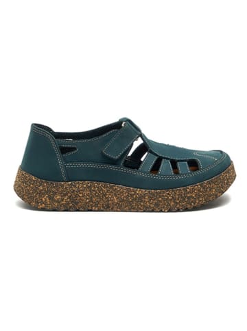 Comfortfusse Leder-Slipper in Petrol