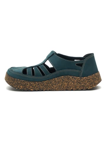Comfortfusse Leder-Slipper in Petrol