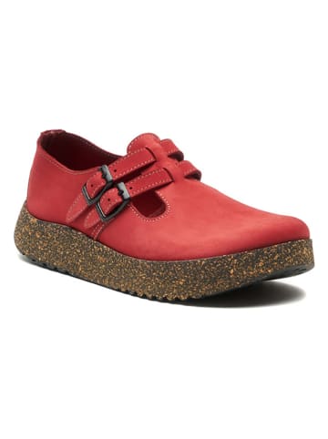 Comfortfusse Leren instappers rood