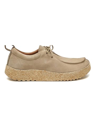 Comfortfusse Leren veterschoenen beige