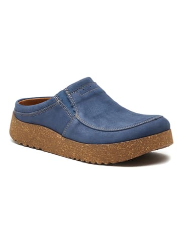 Comfortfusse Leder-Clogs in Blau