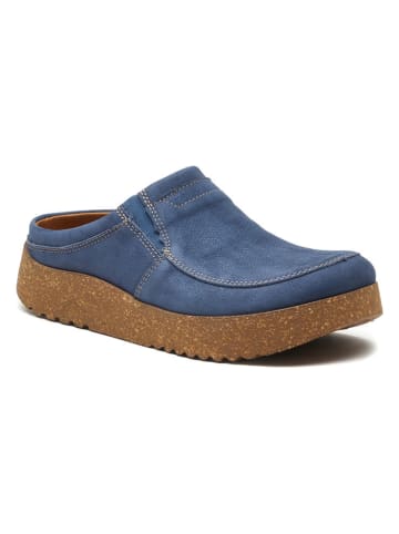 Comfortfusse Leder-Clogs in Dunkelblau