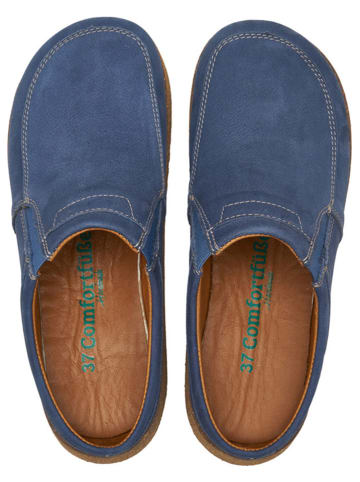 Comfortfusse Leder-Clogs in Dunkelblau