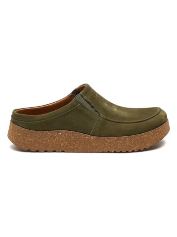 Comfortfusse Skórzane chodaki w kolorze oliwkowym