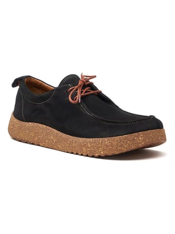 Comfortfusse Leder-Schnürschuhe in Schwarz