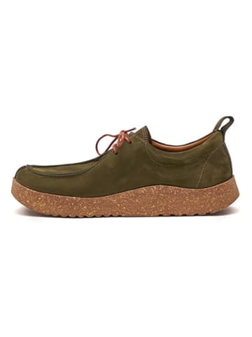 Comfortfusse Leren veterschoenen kaki
