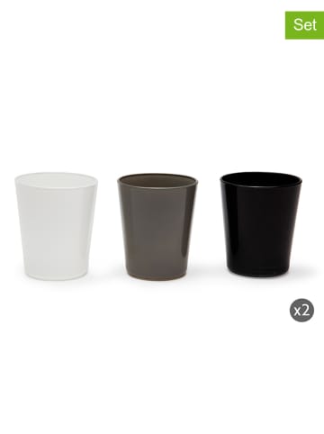 Trendy Kitchen by EXCÉLSA Szklanki (6 szt.) "Portofino" w kolorze czarno-biało-szarym - 300 ml