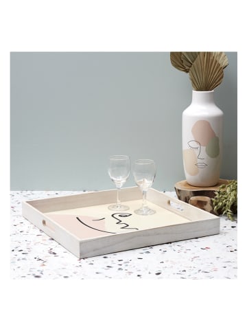 THE HOME DECO FACTORY Taca "Arty" w kolorze zielono-jasnobrązowo-beżowym - 40 x 40 cm