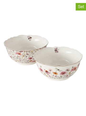 Boltze 2-delige set: kommen "Babette" meerkleurig/wit - Ø 14 cm