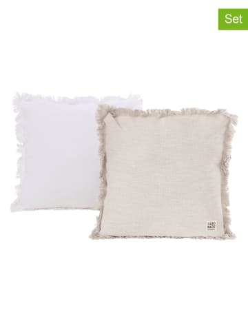 Boltze 2er-Set: Kissen "Lenea" in Beige/ Weiß - (L)45 x (B)45 cm