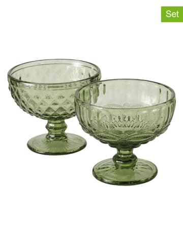 Boltze 2er-Set: Schalen "Aurora" Grün - (H)10 cm