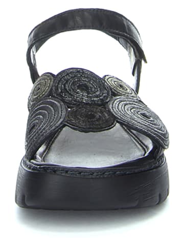 Think! Leder-Sandalen "Sing" in Schwarz
