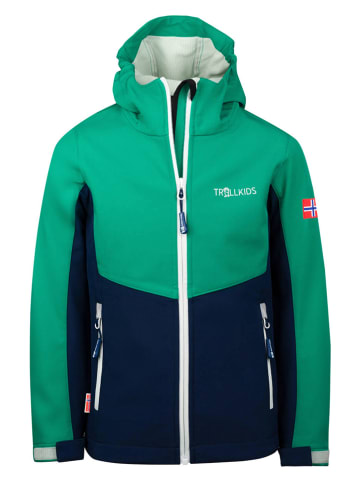 Trollkids Softshelljacke "Kristiansand" in Grün/ Dunkelblau