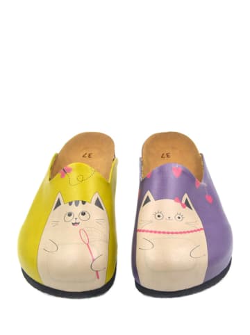 Calceo Clogs in Gelb/ Lila