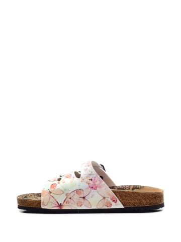 Calceo Pantoletten in Creme/ Bunt