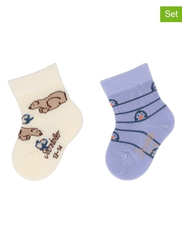 Sterntaler Skarpety niemowlęce (2 pary) w kolorze kremowym i niebieskim