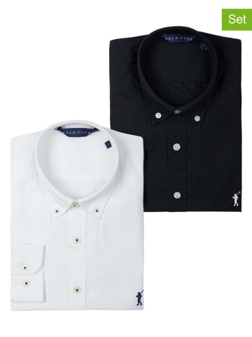 Polo Club Koszule (2 szt.) - Custom fit - w kolorze białym i czarnym