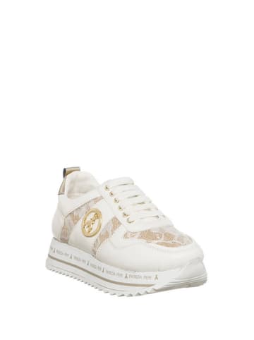 Patrizia Pepe Sneakersy w kolorze biało-złotym